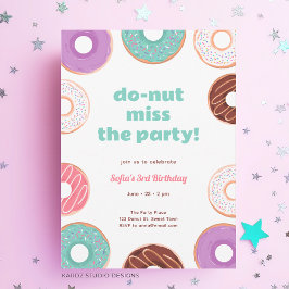 Flickor donut party födelsedagsinbjudan inbjudningar