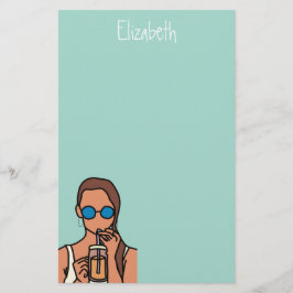 Flickor dricker bubbelte modern tonåring brevpapper