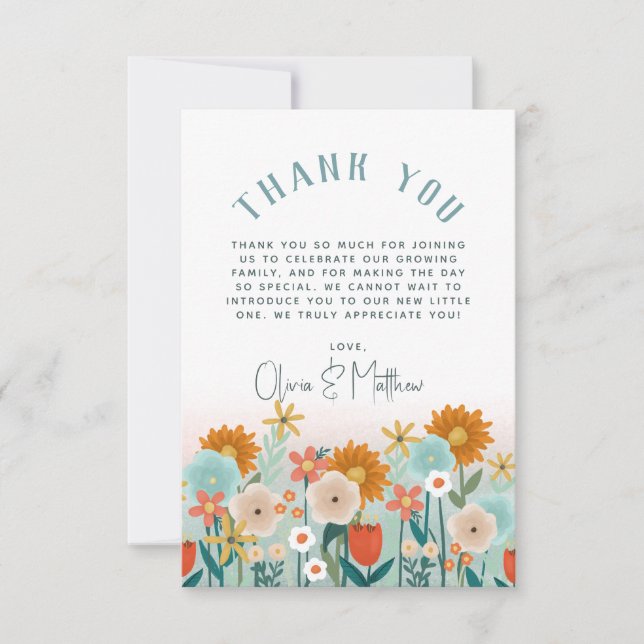 Flickor, Elegant, Blommigt, Tack för babykläder (Framsida)