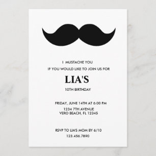 Flickor eller Boys Mustache Födelsedagsfest inbjud Inbjudningar