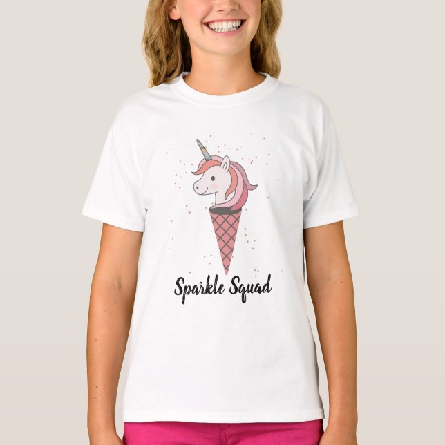 Flickor, enmajspatset gnistra squad pastel boho sö t shirt (Framsida)