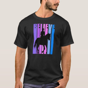Flickor Equestrian Häst Ryttare Ridning Rosa Lila T Shirt