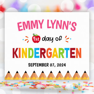 Flickor - färgstarka första dagen i skolan Kinderg Poster