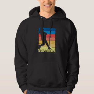 Flickor Fastpitch Player 70s 80-tal Retro Stil Wom Hoodie