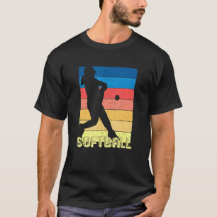 Flickor Fastpitch Player 70s 80-tal Retro Stil Wom T Shirt