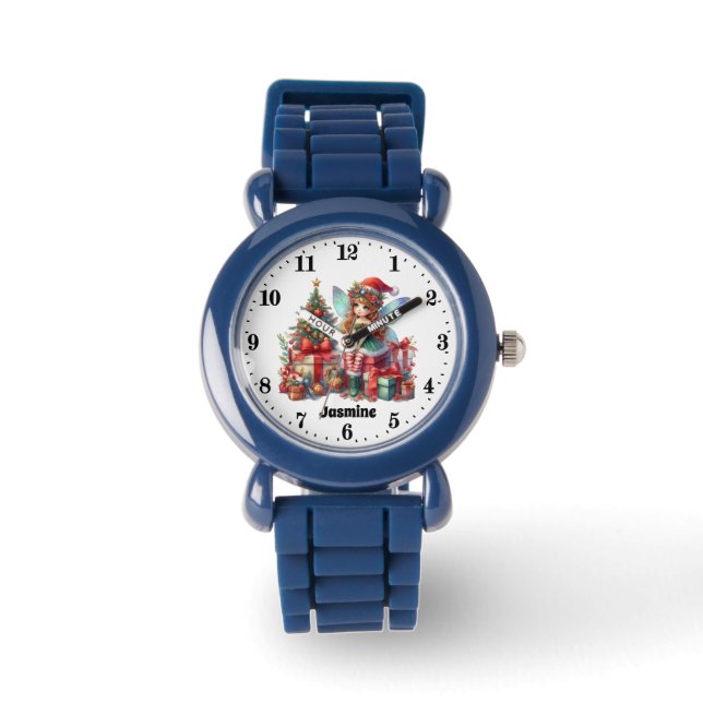 Flickor Festive jul Fairy add namn Armbandsur (Framsida)