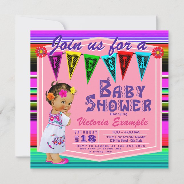 Flickor Fiesta Baby Shower-inbjudningar Inbjudningar (Framsida)