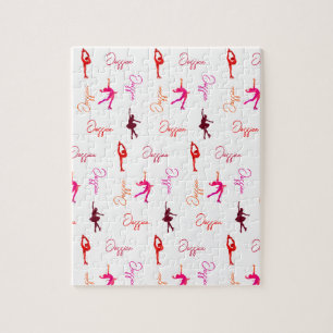 Flickor Figur Skating Ice Skating Namn över hela v Pussel