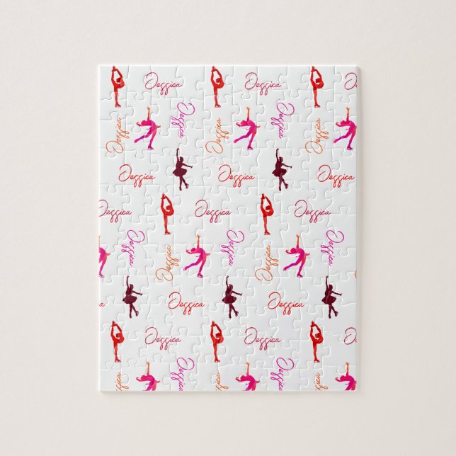 Flickor Figur Skating Ice Skating Namn över hela v Pussel (Vertikal)