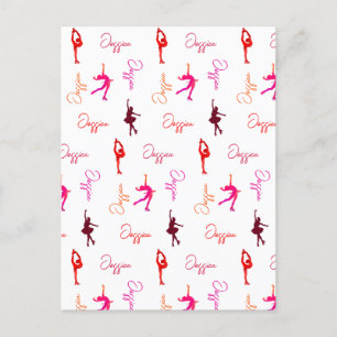 Flickor Figur Skating Ice Skating Namn över hela v Vykort