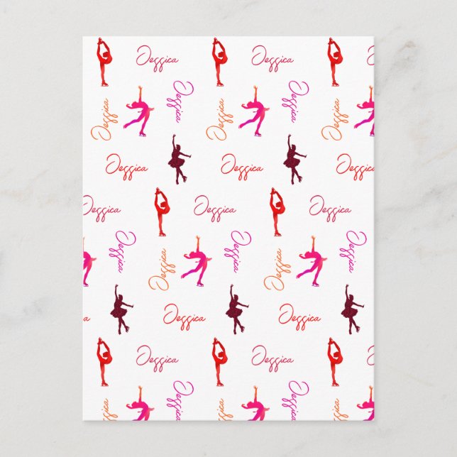 Flickor Figur Skating Ice Skating Namn över hela v Vykort (Framsida)