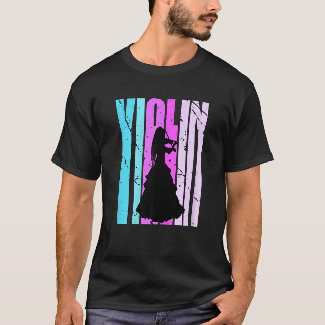 Flickor fiolsilhuett dotter kvinnlig violinist t shirt (Framsida)