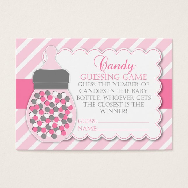 Flickor Flaska Baby Shower Guessing Game Visitkort (Framsidan)