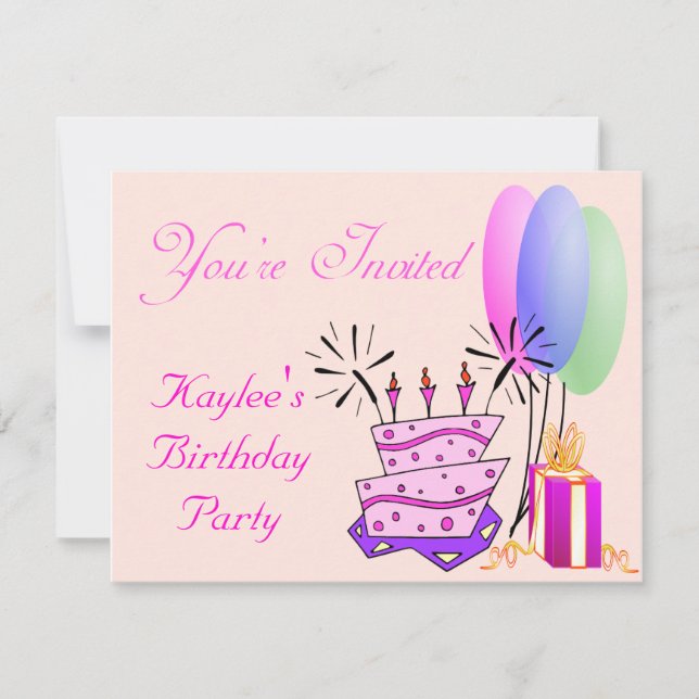 Flickor födelsedag Inbjudan (Framsida)