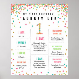 Flickor födelsedag Mint Teal Rosa Första födelseda Poster