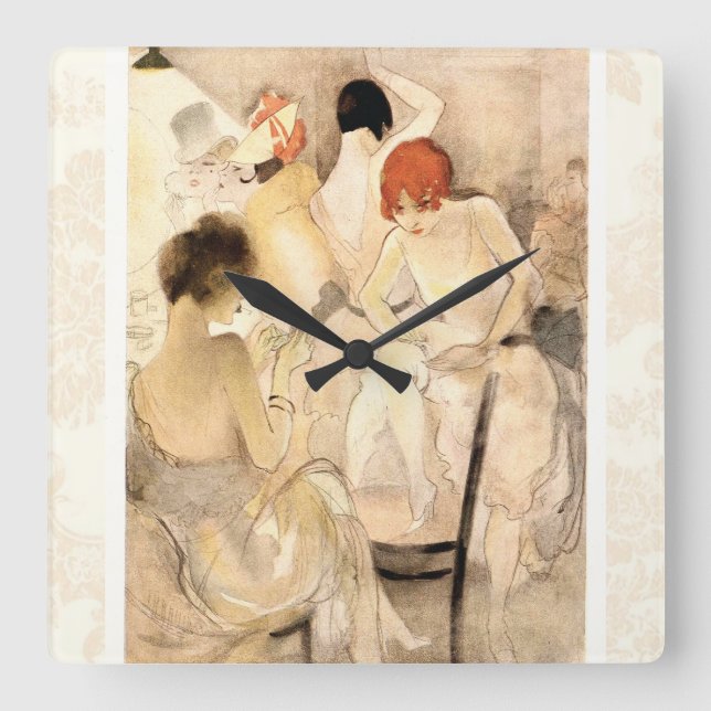 flickor för 20-talart déco~ i logen fyrkantig klocka (Framsida)