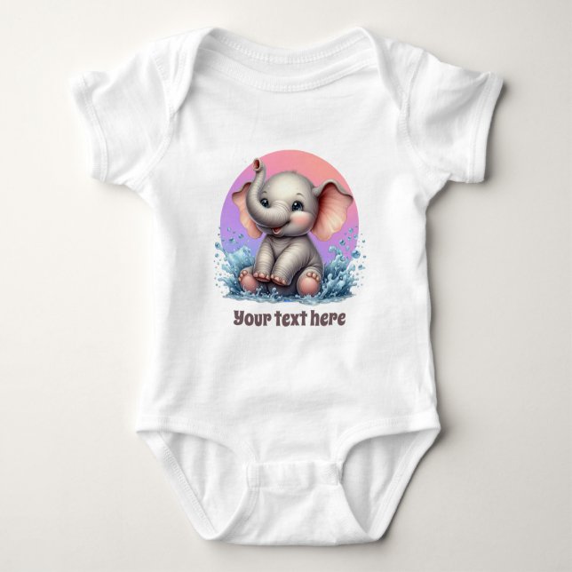 Flickor för anpassade av elefant från Cute baby T Shirt (Framsida)