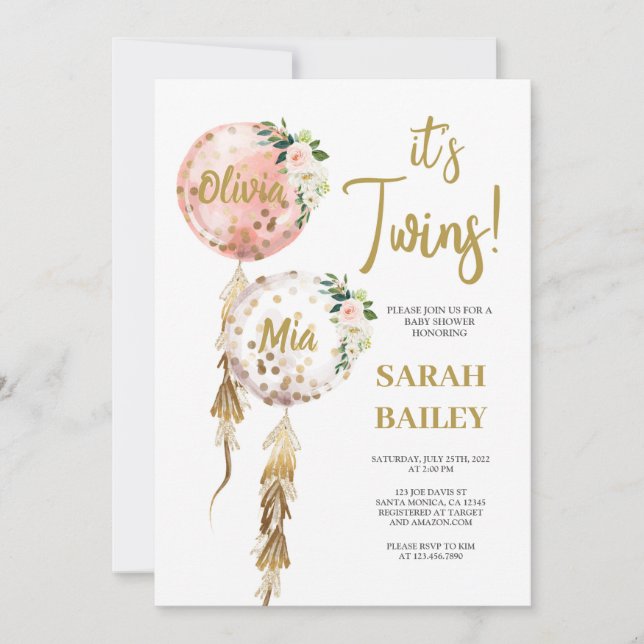 Flickor för inbjudningar till twillingar för babys (Framsida)