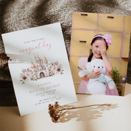 Flickor för princess Castle Birthday Photo Investi Inbjudningar
