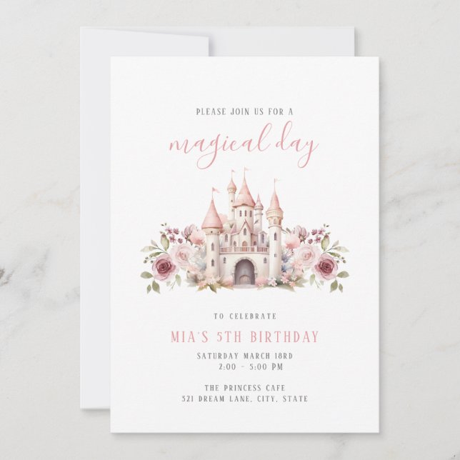 Flickor för princess Castle Birthday Photo Investi Inbjudningar (Framsida)