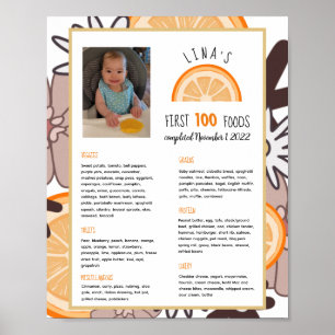 Flickor första 100 Mat Baby avvänjning Poster