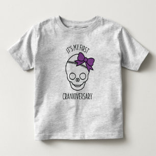 Flickor första kranioversary Skull med ben Tee Shirt