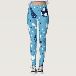 Flickor Fotboll Aqua Blue Boll Star Mönster Colorf Leggings
