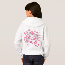 Flickor, fotboll blåser ut med rosa grått stjärnor t shirt