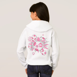 Flickor, fotboll blåser ut med rosa grått stjärnor t shirt