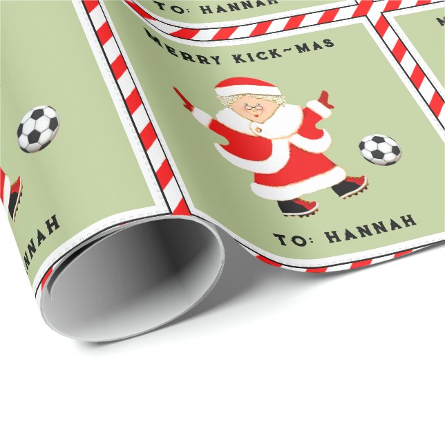 Flickor Fotboll Juldag Helgdag Gift Wrapping Pappe Presentpapper (Rullad Hörn)