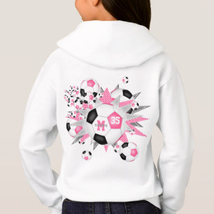 Flickor, fotbollar stjärnor rosa svart monogrammat t shirt