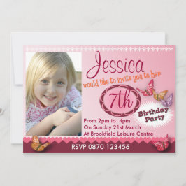 Flickor - fotoinbjudan på födelsedagen - alla åldr inbjudningar