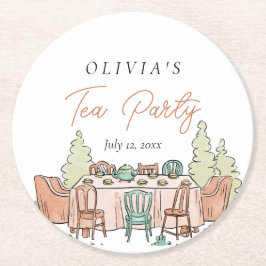 Flickor från Tea party födelsedag söt Underlägg Papper Rund