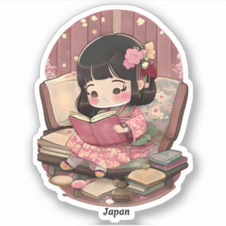 Flickor från World Reading - Japan Klistermärken