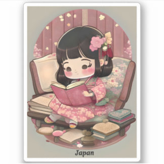 Flickor från World Reading - Japan Klistermärken