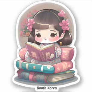 Flickor från World Reading - Sydkorea Klistermärken