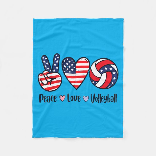 Flickor Fred kärlek Volleyboll 4:e juli Amerikan Fleecefilt (Framsidan)