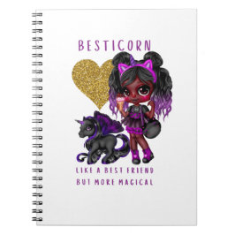 Flickor Friend Gift Black Unicorn Besticorn Magic Anteckningsbok