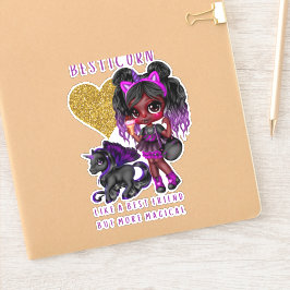 Flickor Friend Gift Black Unicorn Besticorn Magic Klistermärken