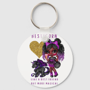Flickor Friend Gift Black Unicorn Besticorn Magic Nyckelring