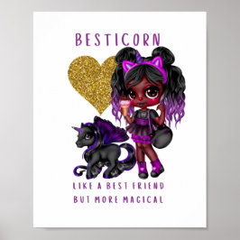 Flickor Friend Gift Black Unicorn Besticorn Magic Poster