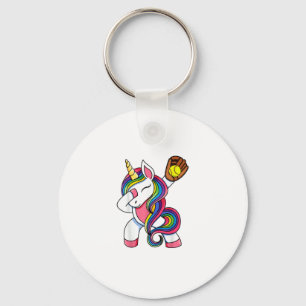 Flickor Funny Dabbing Softball Unicorn Apparel, Yo Nyckelring