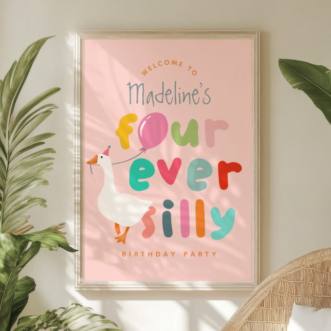 Flickor Fyra Alltid Dumma Gås 4-års Födelsedags Hä Poster (Skapare uppladdad)