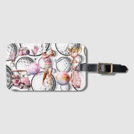 Flickor går Golfing Bagagebricka