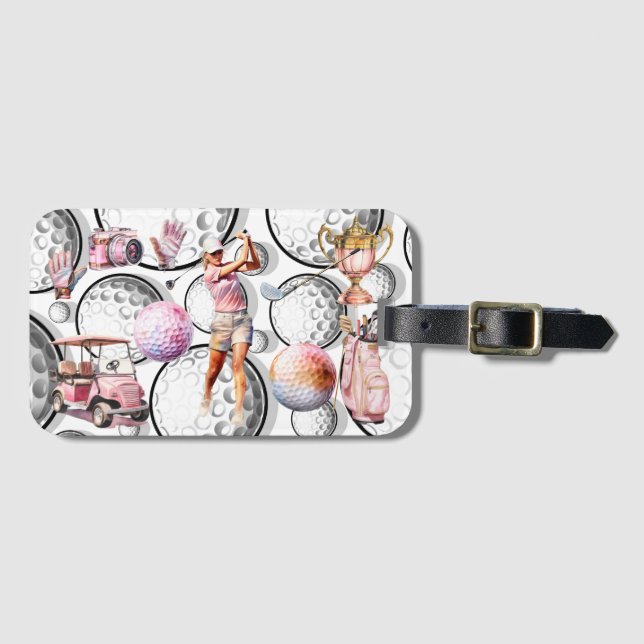 Flickor går Golfing Bagagebricka (Framsida horisontal)