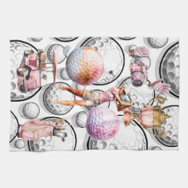 Flickor går Golfing Kökshandduk