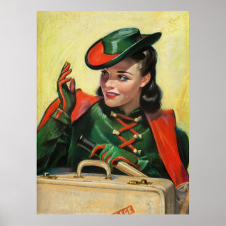 Flickor går till College Pin-Up Poster