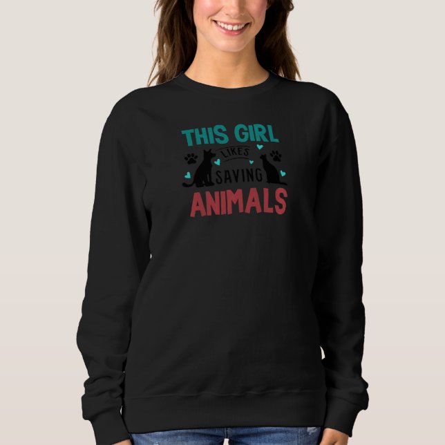 Flickor gillar att spara djur Rädding Cats Hundar T Shirt (Framsida)