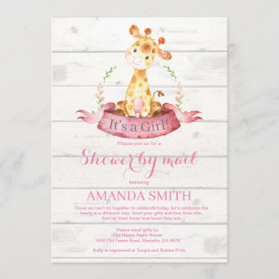 Flickor Giraffe Baby Shower efter e-postinbjudan Inbjudningar