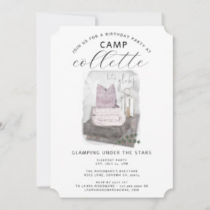 Flickor Glamping Födelsedagsfest Mysigt Inbjudningar
